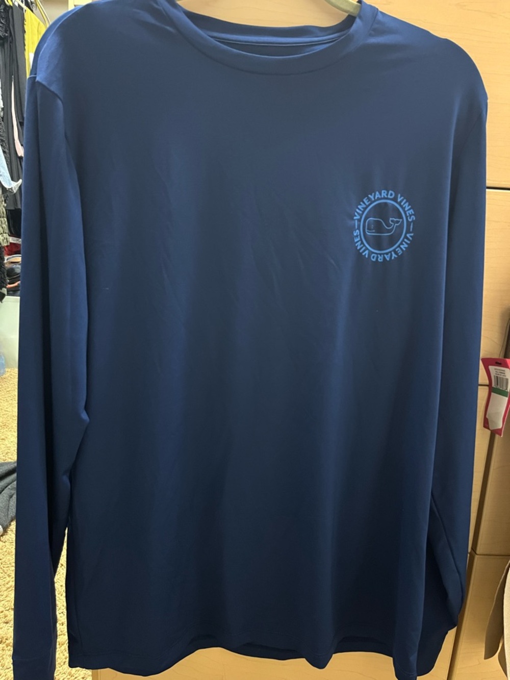 Vineyard Vines Men's L/S Performance Tee, Navy w/ Light Blue Logo… Free Shipping